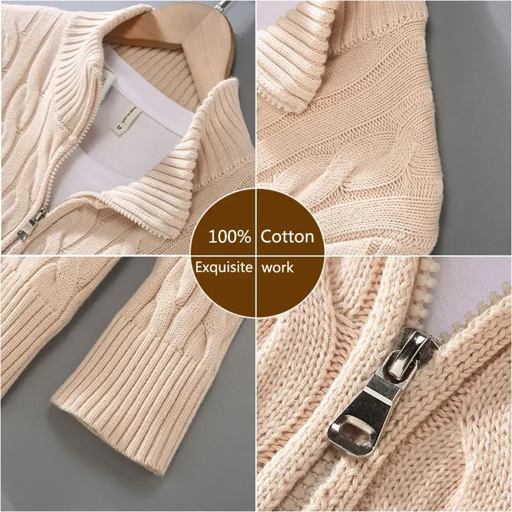 Men’s Cotton Knitted Quarter Zip Pullover Sweater