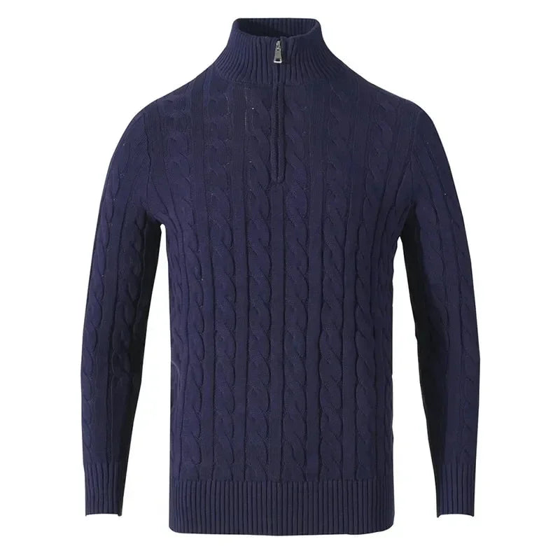 Men’s Cotton Knitted Quarter Zip Pullover Sweater