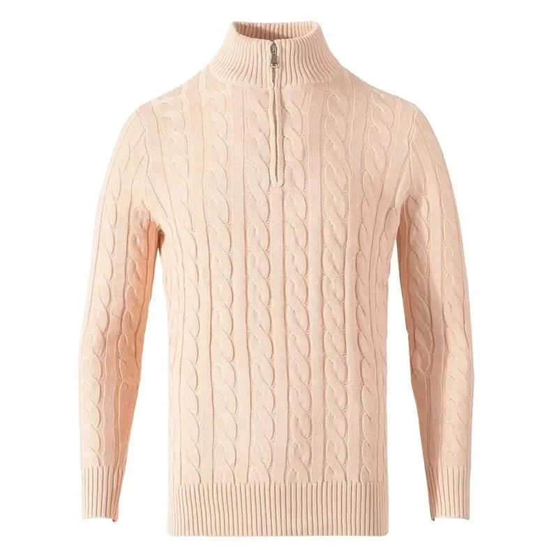 Men’s Cotton Knitted Quarter Zip Pullover Sweater