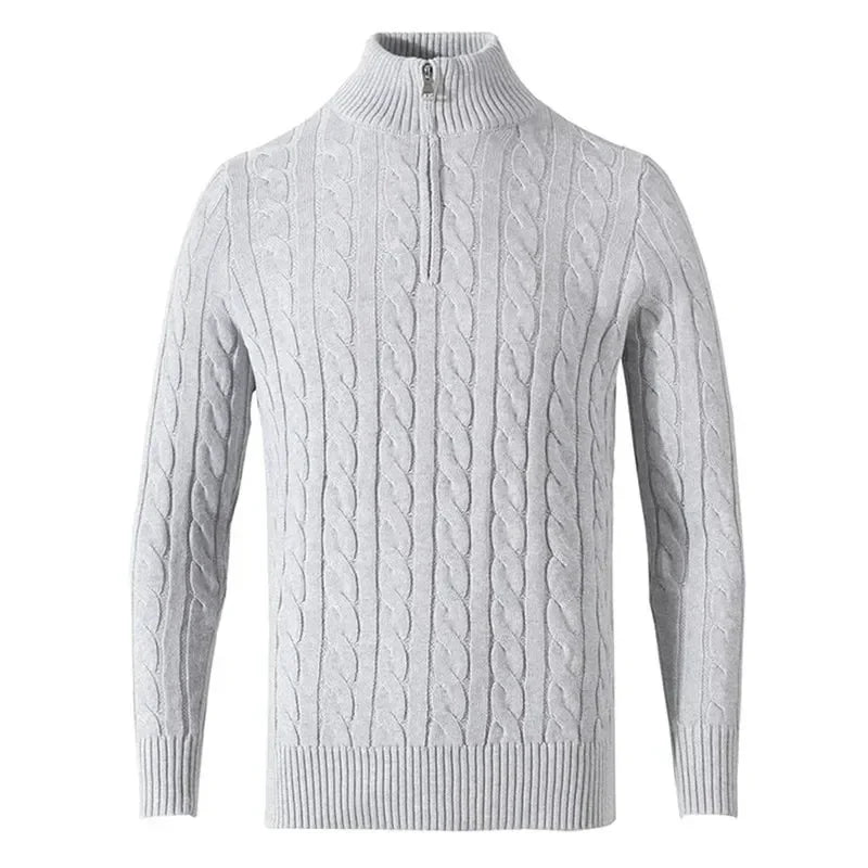 Men’s Cotton Knitted Quarter Zip Pullover Sweater