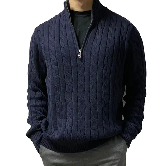 Men’s Cotton Knitted Quarter Zip Pullover Sweater